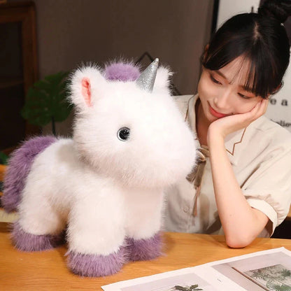 Fluffy White Blue Purple Chibi Unicorn Plushie