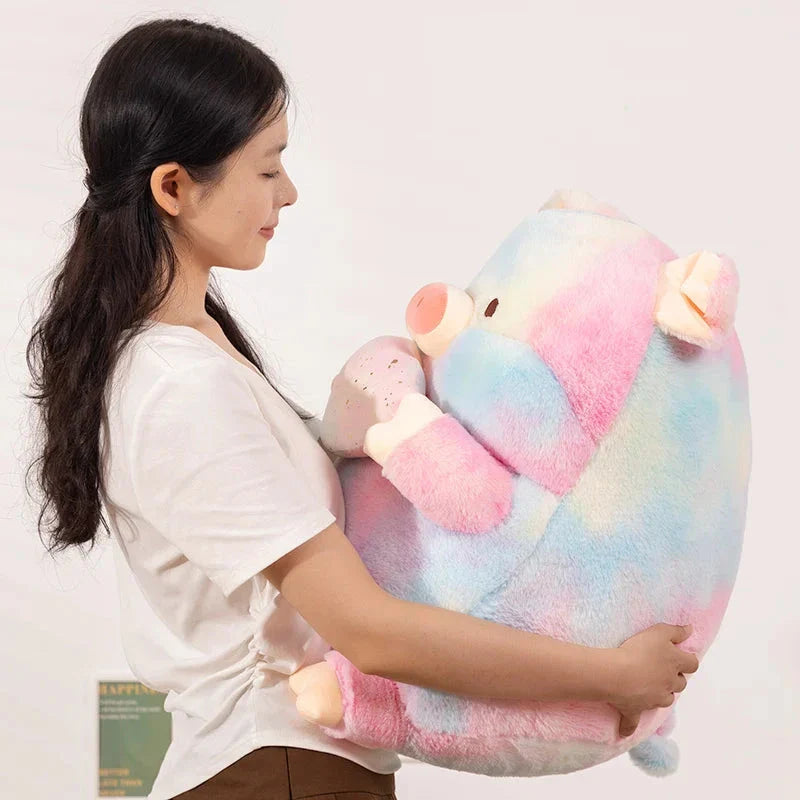 Galaxy Rainbow Pig Holding Shell Plushie