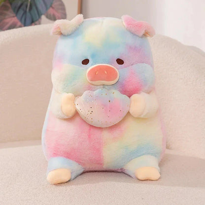 Galaxy Rainbow Pig Holding Shell Plushie