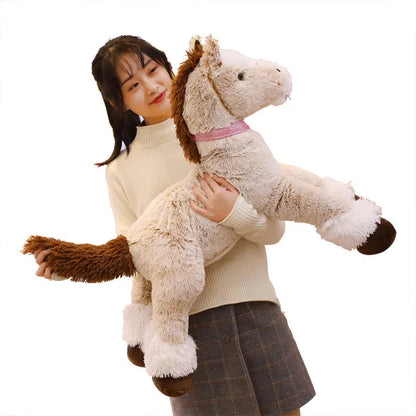 Giant Fluffy Brown Gray Horse Plushie