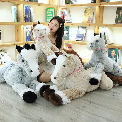 Giant Fluffy Brown Gray Horse Plushie