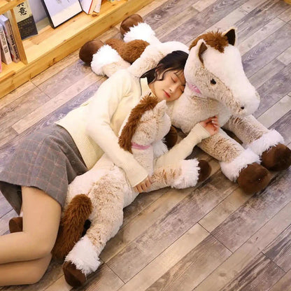 Giant Fluffy Brown Gray Horse Plushie