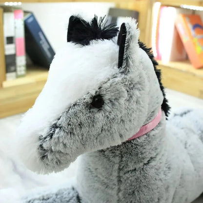 Giant Fluffy Brown Gray Horse Plushie