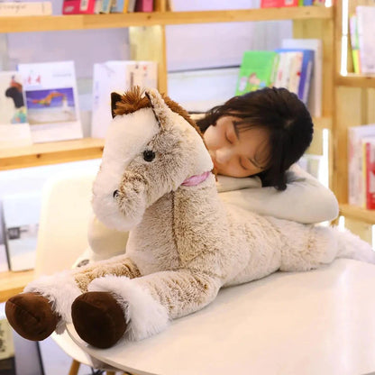 Giant Fluffy Brown Gray Horse Plushie