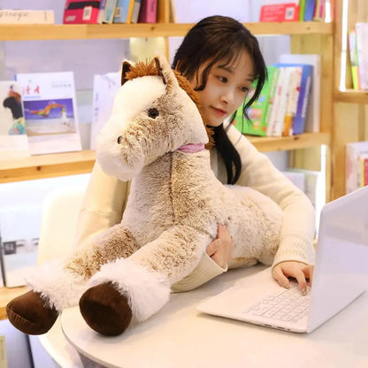 Giant Fluffy Brown Gray Horse Plushie