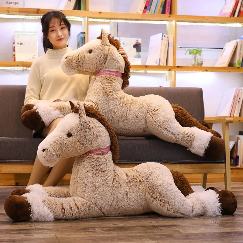Giant Fluffy Brown Gray Horse Plushie