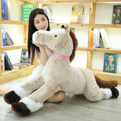 Giant Fluffy Brown Gray Horse Plushie