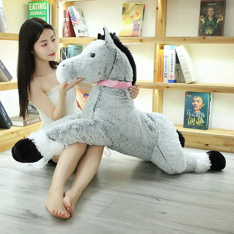 Giant Fluffy Brown Gray Horse Plushie