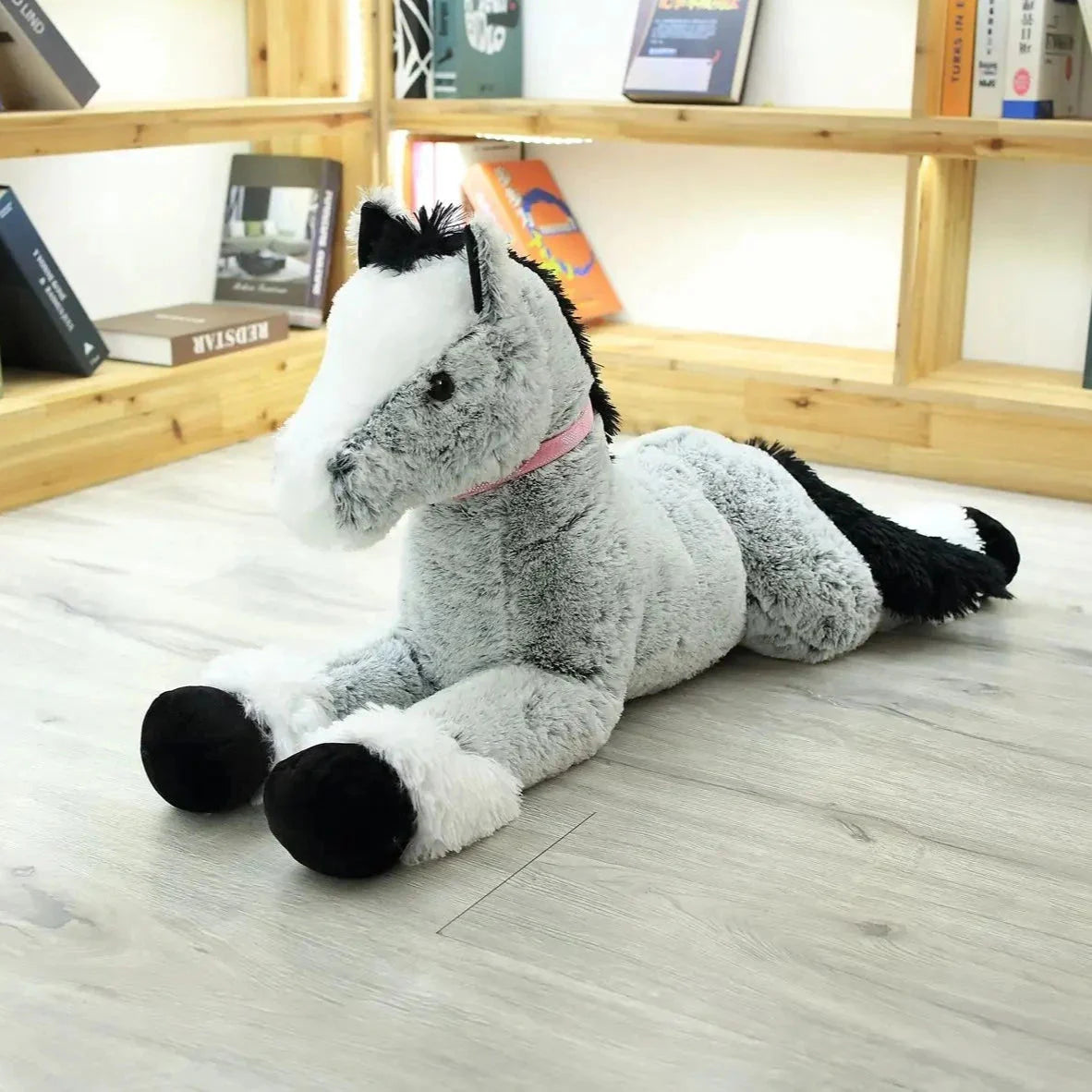 Giant Fluffy Brown Gray Horse Plushie