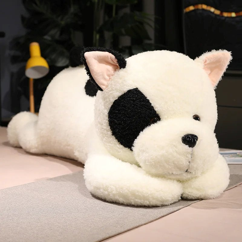 Giant Fluffy Spotty White Black Dog Plushie