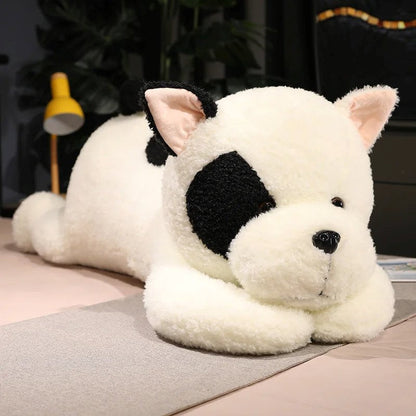 Giant Fluffy Spotty White Black Dog Plushie