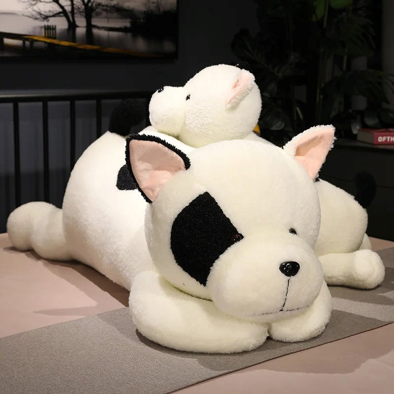 Giant Fluffy Spotty White Black Dog Plushie