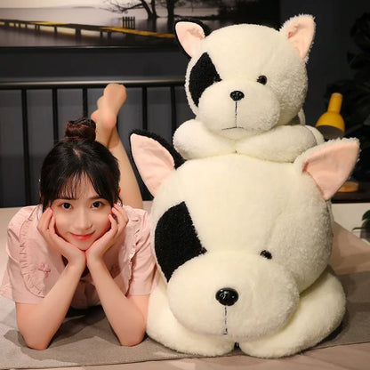 Giant Fluffy Spotty White Black Dog Plushie