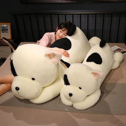 Giant Fluffy Spotty White Black Dog Plushie