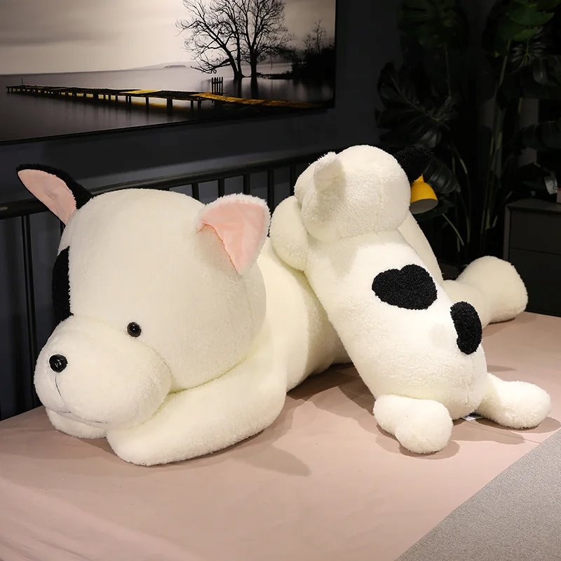 Giant Fluffy Spotty White Black Dog Plushie