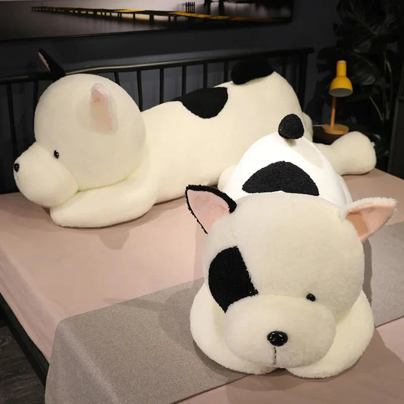 Giant Fluffy Spotty White Black Dog Plushie