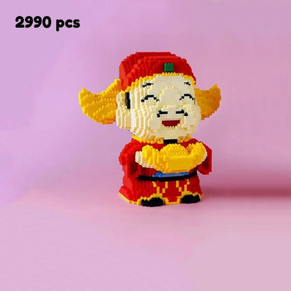 Golden Nugget Lucky Cat and Lucky Man Nano Building Blocks