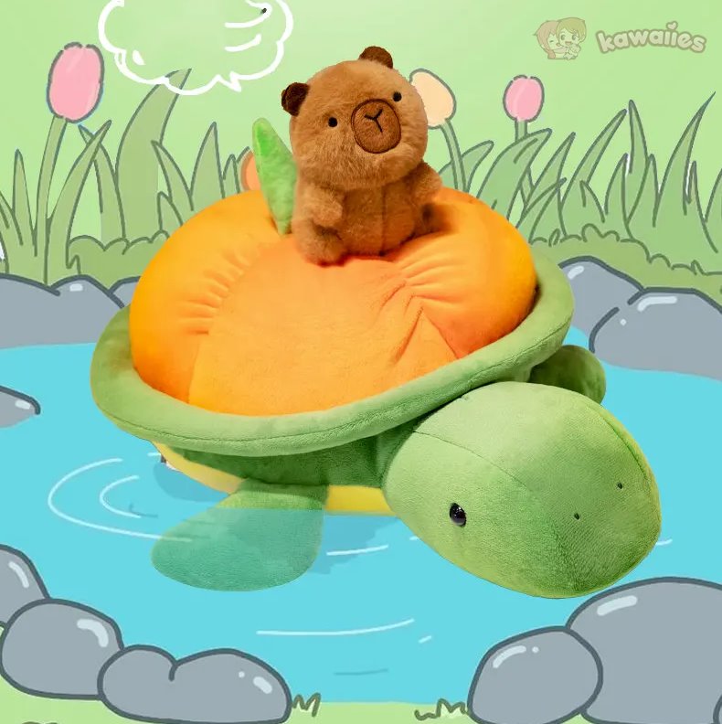 Green Orange Turtle Plush Backpack