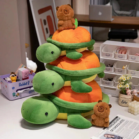 Green Orange Turtle Plush Backpack