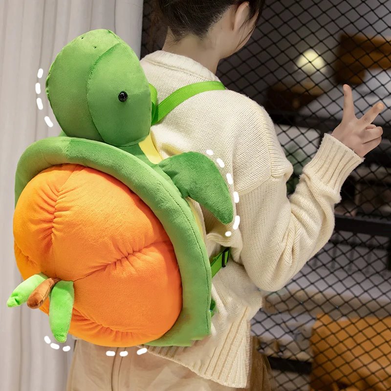 Green Orange Turtle Plush Backpack