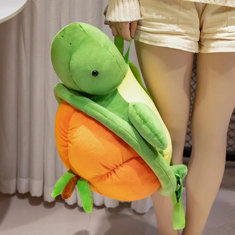 Green Orange Turtle Plush Backpack