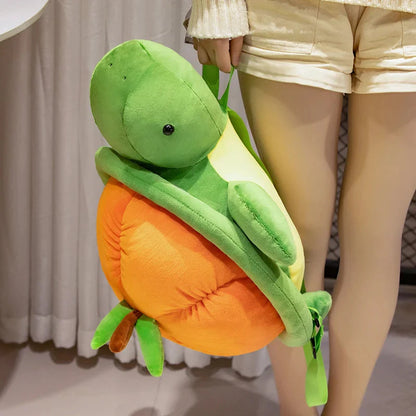 Green Orange Turtle Plush Backpack