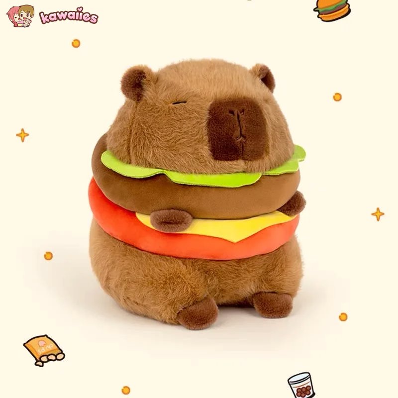 Hamburger Capybara Fluffy Plushie