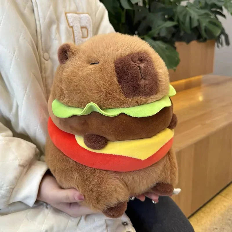 Hamburger Capybara Fluffy Plushie