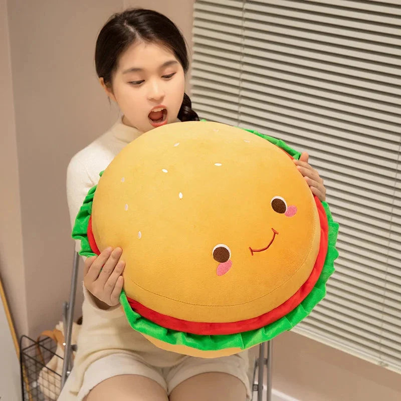 Happy Hamburger Pillow Plush