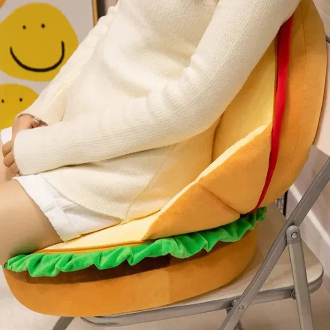 Happy Hamburger Pillow Plush