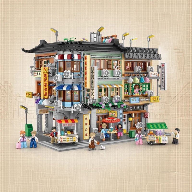 Hong Kong Street Apartment & Pharmacy Micro Building Blocks