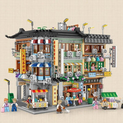 Hong Kong Street Apartment & Pharmacy Micro Building Blocks