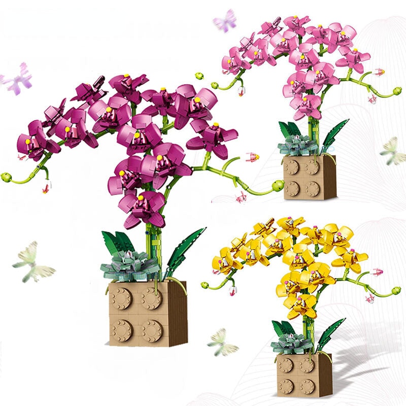 Huge Blossoming Orchid Flower Building Set Collection
