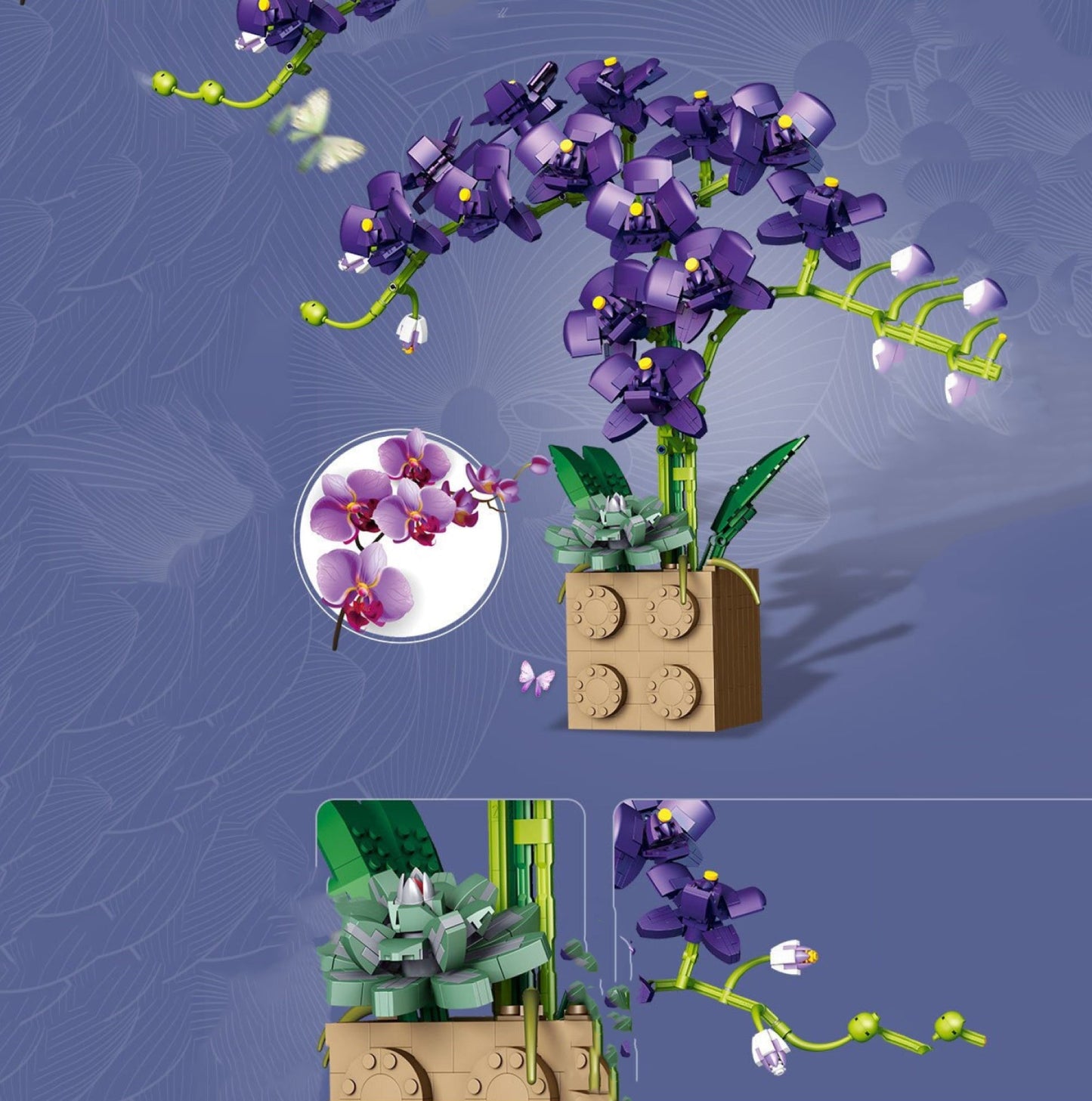 Huge Blossoming Orchid Flower Building Set Collection