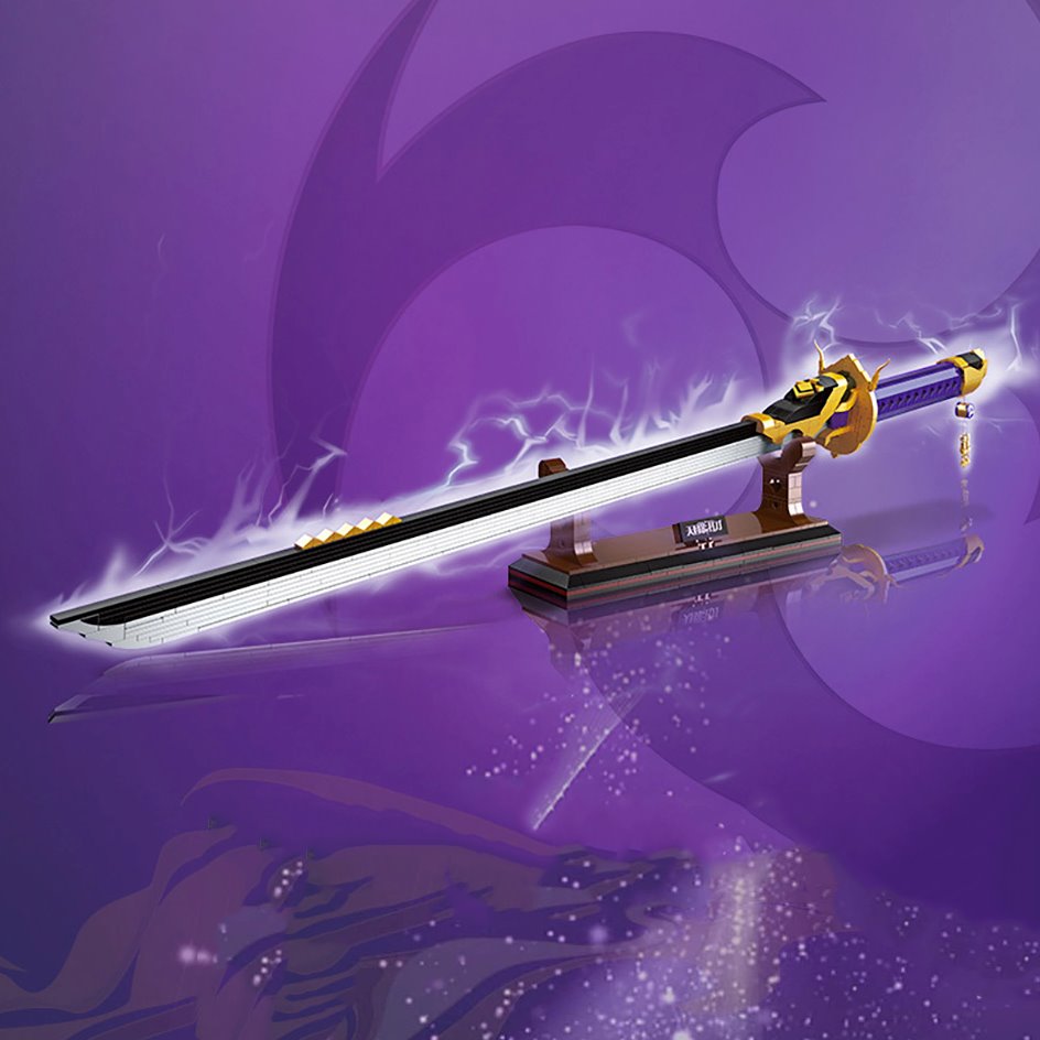 Japanese Anime Red Purple Sword Building Block