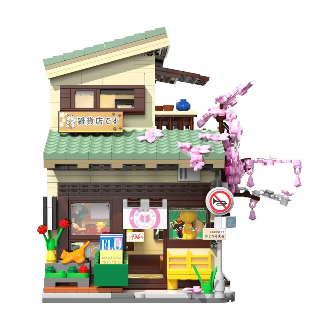 Japanese Grocery Sakura Tree Shop Building Set