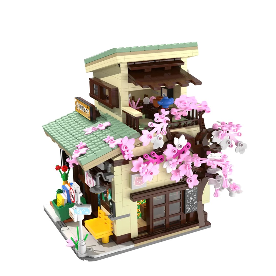 Japanese Grocery Sakura Tree Shop Building Set