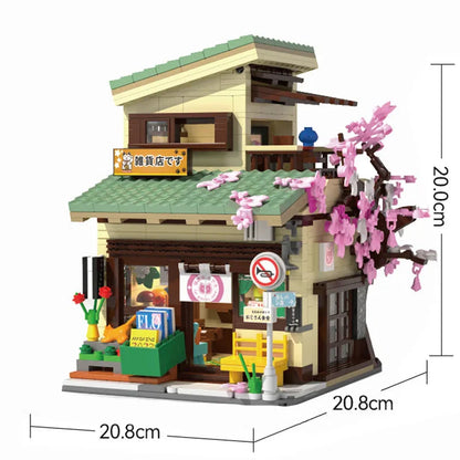 Japanese Grocery Sakura Tree Shop Building Set