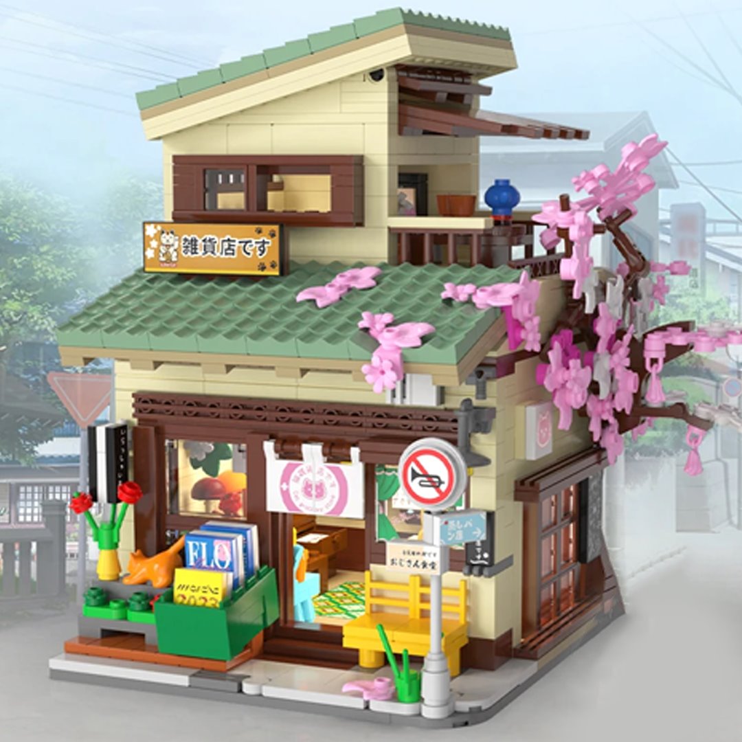 Japanese Grocery Sakura Tree Shop Building Set