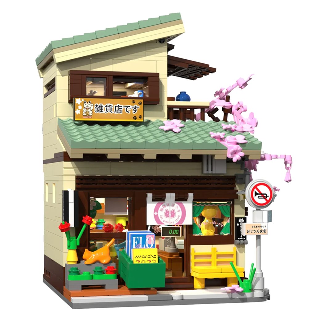 Japanese Grocery Sakura Tree Shop Building Set