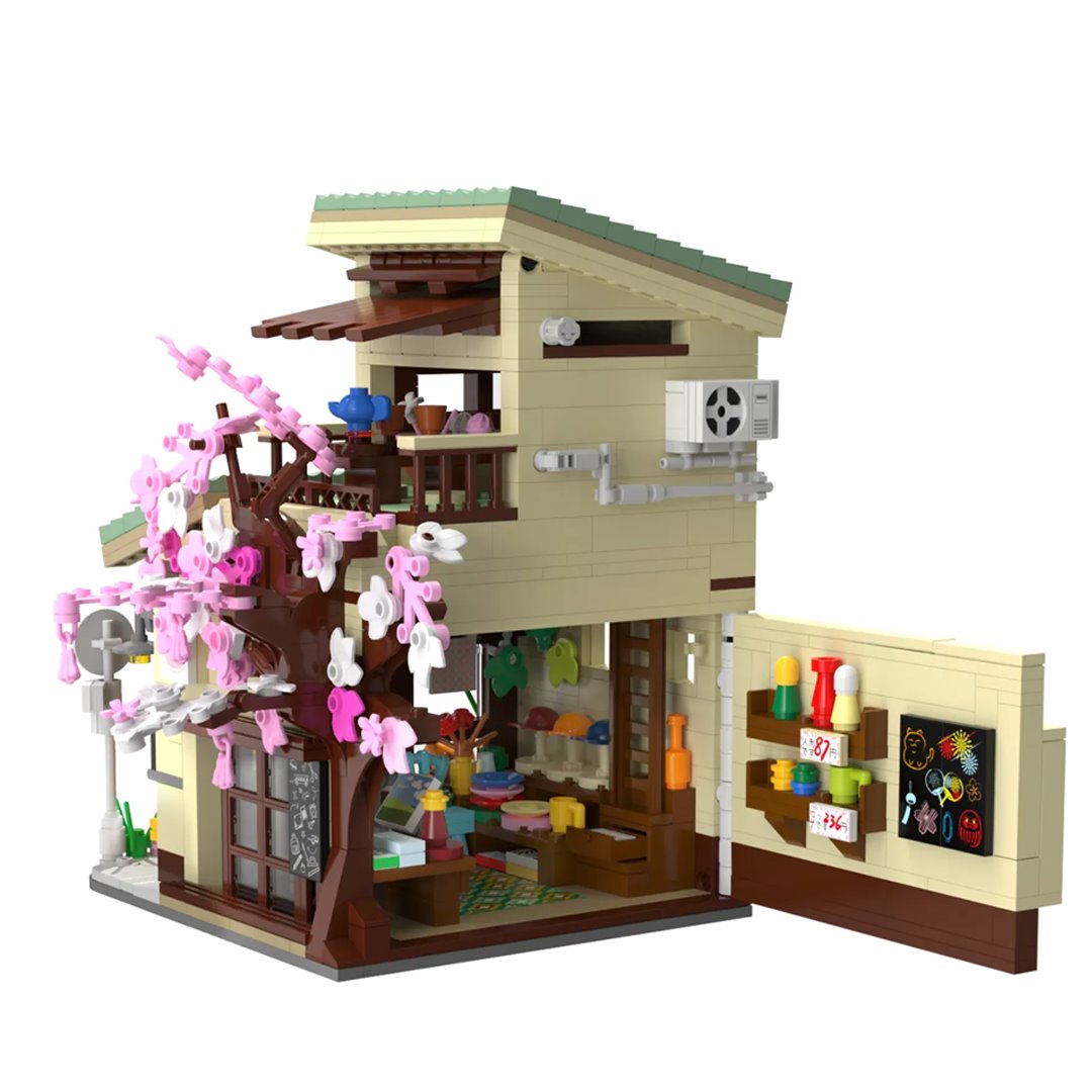 Japanese Grocery Sakura Tree Shop Building Set