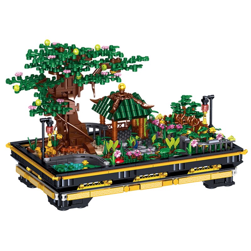 Japanese Pagoda Tree Pond Scene Nano Building Set