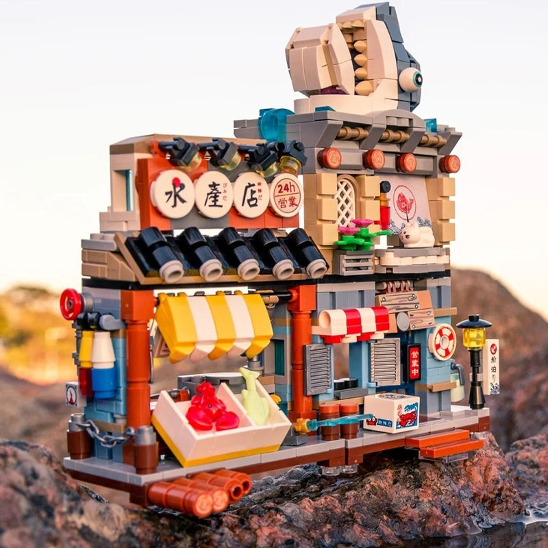 Japanese Ramen Bar Seafood Store Micro Building Sets