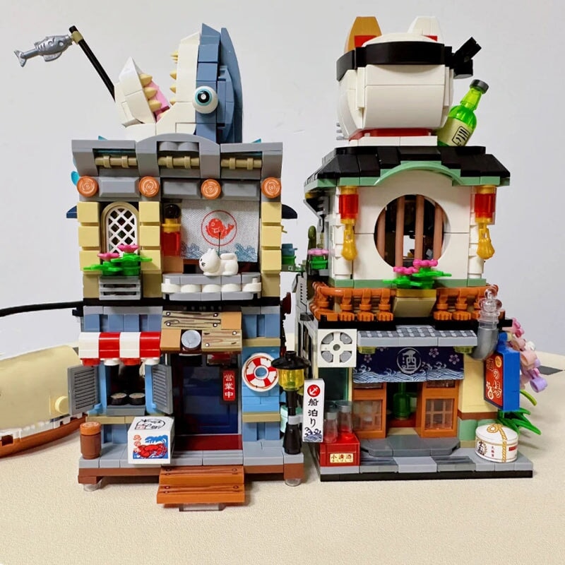 Japanese Ramen Bar Seafood Store Micro Building Sets