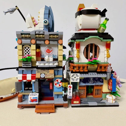 Japanese Ramen Bar Seafood Store Micro Building Sets