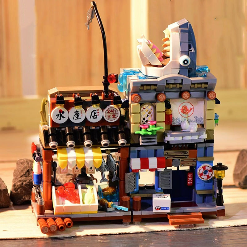 Japanese Ramen Bar Seafood Store Micro Building Sets