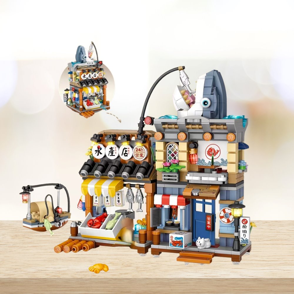 Japanese Ramen Bar Seafood Store Micro Building Sets