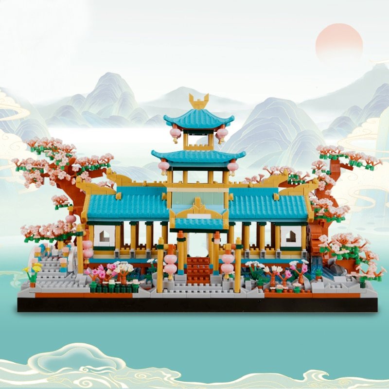 Japanese Sakura Palace Shrine Nano Building Blocks