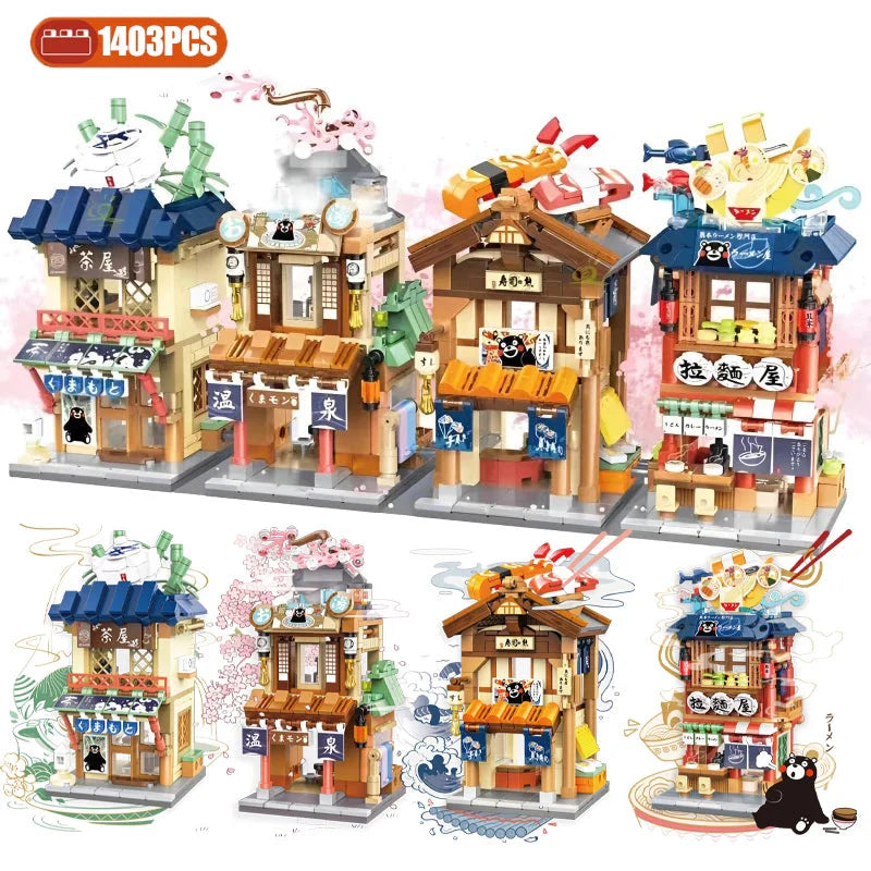 Japanese-themed Ramen Hot Spring Sushi Tea Micro Building Sets