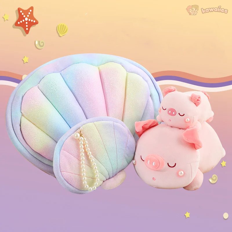 Jeju the Pig hiding in Shell Plushie